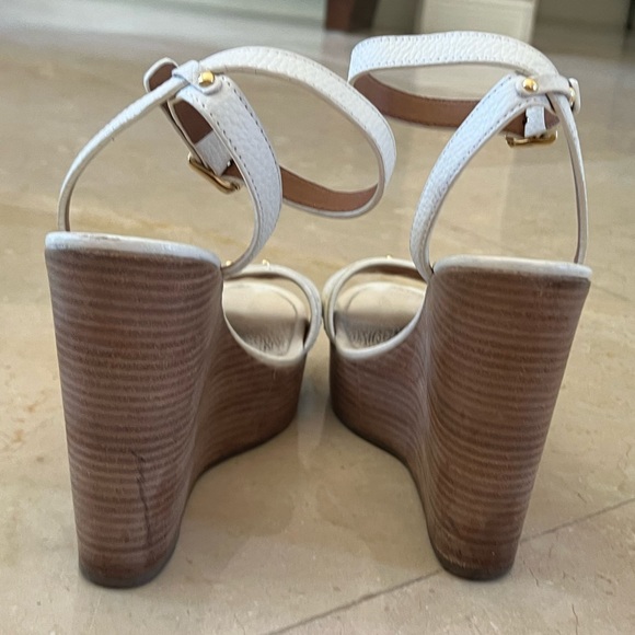 Tory Burch White Platform Wedge Sandals Size 10 - Picture 3 of 7